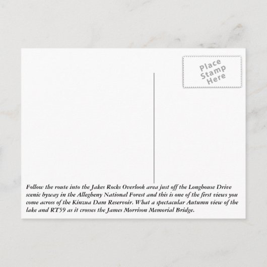 Het Kinzua-meer overzien Briefkaart (Achterkant)