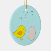 Het kip-of-ei schattige Pasen-cartoon Keramisch Ornament (Rechts)