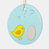 Het kip-of-ei schattige Pasen-cartoon Keramisch Ornament (Links)
