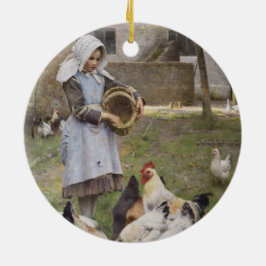 Het Kippen voeren (door Walter Frederick Osborne) Keramisch Ornament