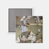 Het Kippen Voeren (door Walter Frederick Osborne) Magneet (Voorkant / Achterkant)