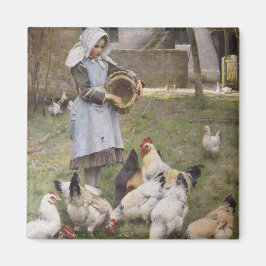 Het Kippen Voeren (door Walter Frederick Osborne) Magneet