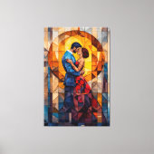 Het Kiss Glas in lood Mozaïek Kunstwerk Canvas Afdruk (Voorkant)