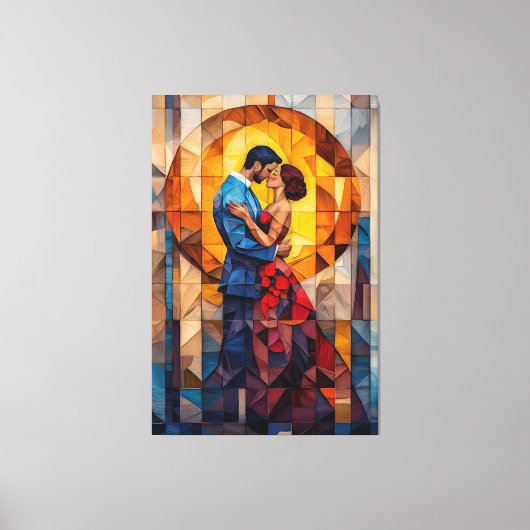 Het Kiss Glas in lood Mozaïek Kunstwerk Canvas Afdruk (Voorkant)