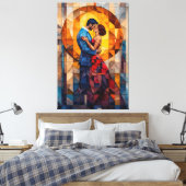 Het Kiss Glas in lood Mozaïek Kunstwerk Canvas Afdruk (Insitu (Slaapkamer))