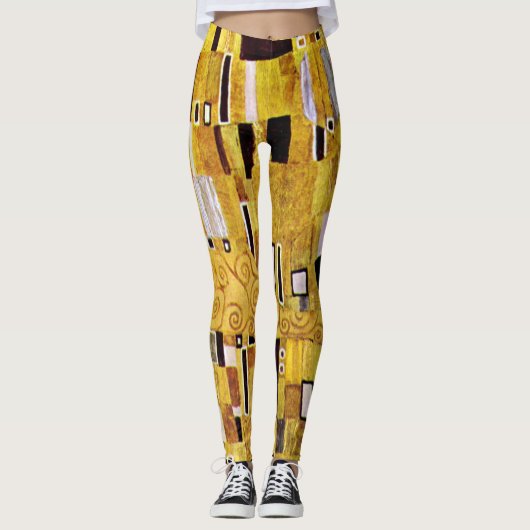 Het Kiss-patroon van Gustav Klimt, Art Nouveau Leggings (Voorkant)