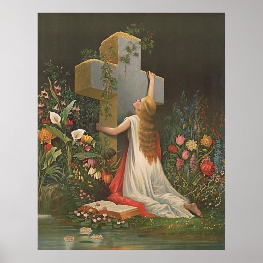 Het klampen aan het  Kunstwerk van het Kruis Poster (Voorkant)