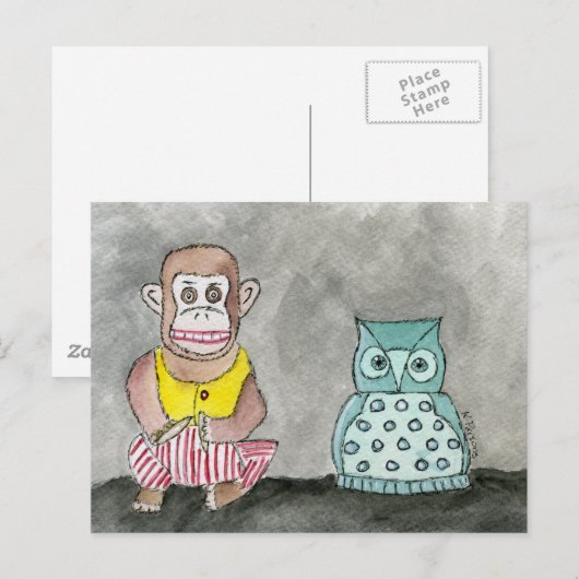 Het klappen van aap en Night Owl Briefkaart (Voorkant / Achterkant)