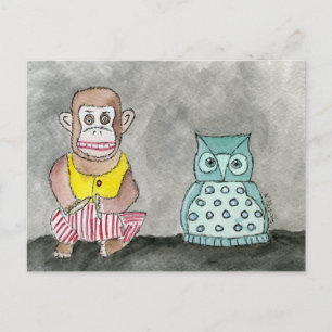 Het klappen van aap en Night Owl Briefkaart