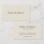 Het klassieke Elegante Beige van het Linnen Faux Visitekaartje (Voorkant / Achterkant)