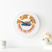 Het klassieke houtachtige autoverhuurbedrijf Logo Grote Klok (Huis)