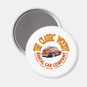 Het klassieke houtachtige autoverhuurbedrijf Logo  Magneet (Voorkant / Achterkant)