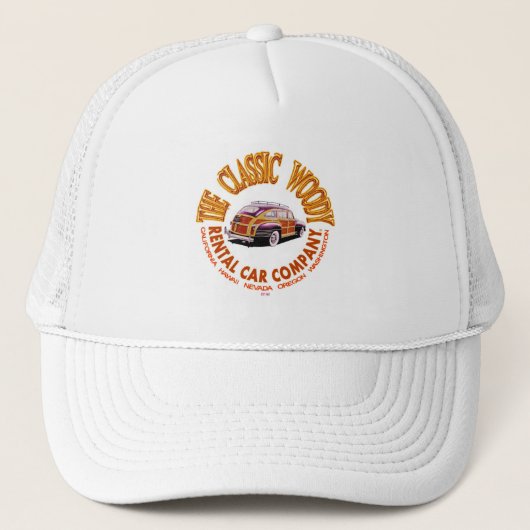 Het klassieke houtachtige autoverhuurbedrijf Logo Trucker Pet (Voorkant)