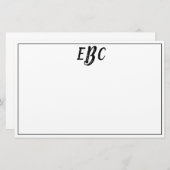 Het klassieke Moderne Zwart-witte Briefpapier van (Voorkant / Achterkant)