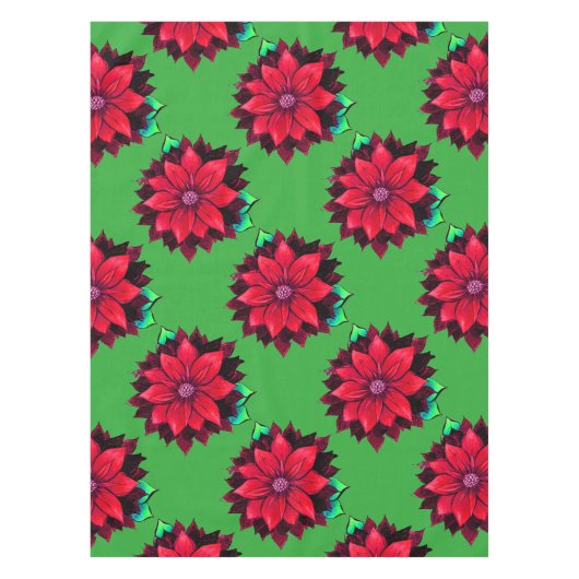 Het KLASSIEKE RODE Ontwerp van POINSETTIA Tafelkleed (Voorkant)