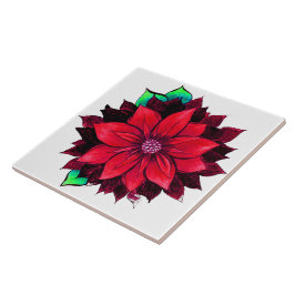 Het KLASSIEKE RODE Ontwerp van POINSETTIA Tegeltje