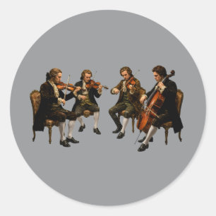 Het Klassieke Strijkkwartet - Oude Olie Schilderij Ronde Sticker