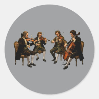 Het Klassieke Strijkkwartet - Oude Olie Schilderij Ronde Sticker