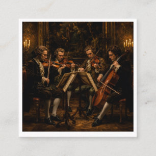 Het Klassieke Strijkkwartet - Oude Olie Schilderij Vierkante Visitekaartje