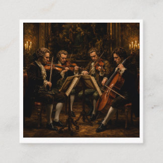 Het Klassieke Strijkkwartet - Oude Olie Schilderij Vierkante Visitekaartje