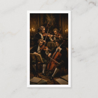Het Klassieke Strijkkwartet - Oude Olie Schilderij Visitekaartje