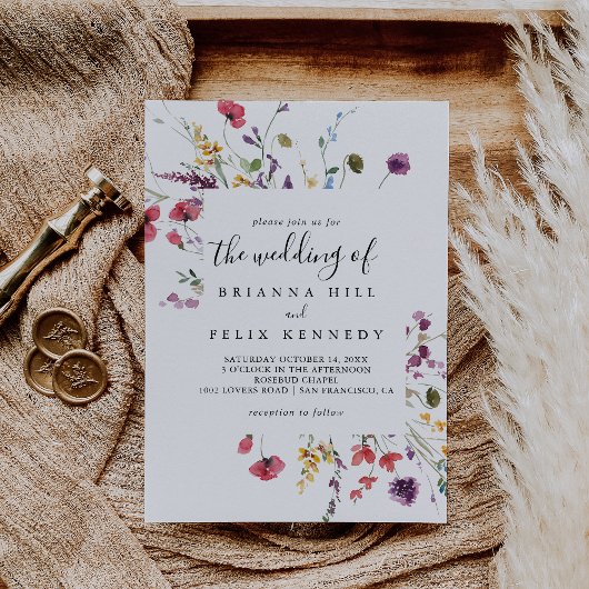 Het klassieke wilde kleurrijke Floral-huwelijk van Kaart