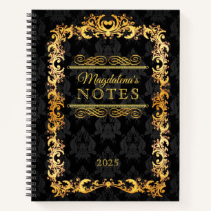 Het klassieke Zwarte Damast van het Ornament van Notitieboek