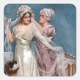 Het kleden van de bride vierkante sticker