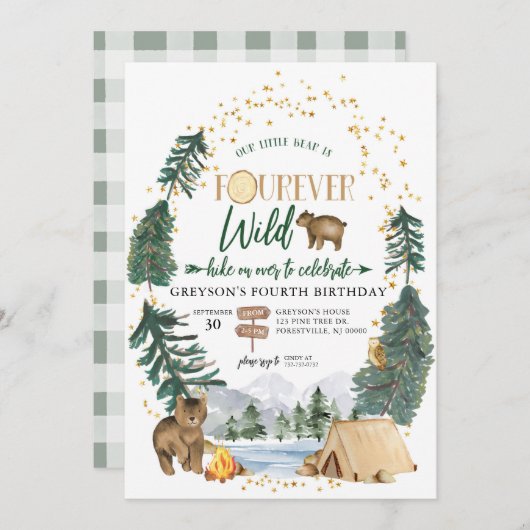 Het kleine Beer is de uitnodiging van Fourever Wil (Voorkant / Achterkant)