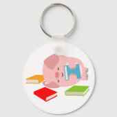 Het kleine Boekomslag (Kute Cartoon Pig.) Keyring Sleutelhanger (Voorkant)
