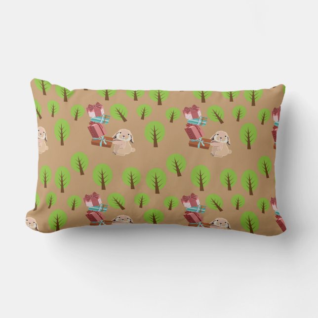 Het kleine dwaaskonijn draagt geschenkpatroon kussen (Voorkant)