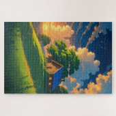 Het kleine huis op de Golden Hill Puzzel (Horizontaal)