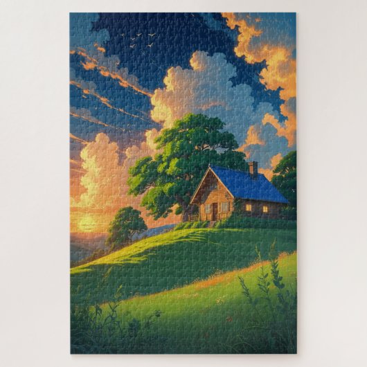 Het kleine huis op de Golden Hill Puzzel (Verticaal)
