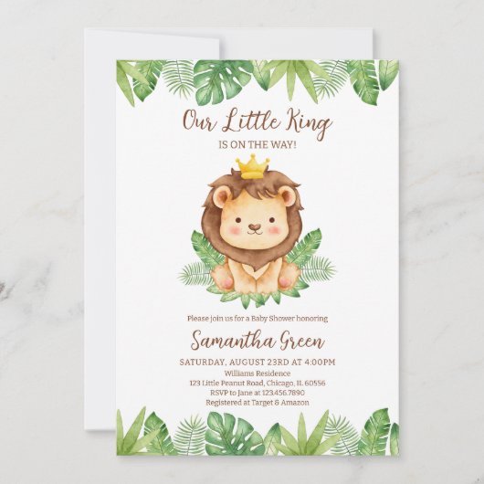 Het kleine King Lion Baby shower Kaart (Voorkant)