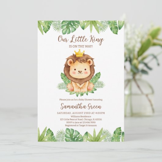 Het kleine King Lion Baby shower Kaart (Staand voorkant)