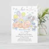 Het kleine konijnengeslacht onthult een uitnodigin kaart (Staand voorkant)