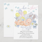 Het kleine konijnengeslacht onthult een uitnodigin kaart (Voorkant / Achterkant)