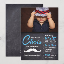 Het kleine Man draait er één: foto, snor, krijt Kaart