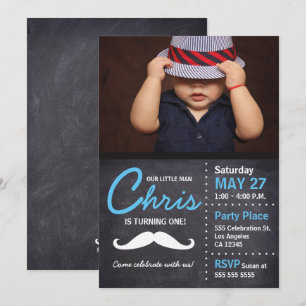 Het kleine Man draait er één: foto, snor, krijt Kaart