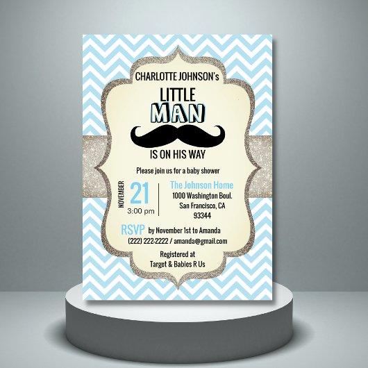 Het kleine Man is onderweg | Mustache Baby shower Kaart