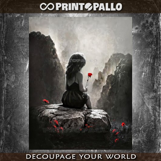 Het kleine meisje en de bloem. Schoonheid redt ons Tissuepapier