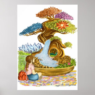 Het kleine meisje en haar reusachtige Bonzaï. Poster