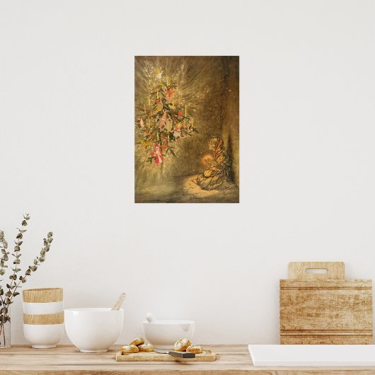 Het kleine meisje met een arthur rackham poster (Keuken)