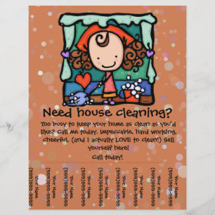 Het kleine meisje promopt haar schoonmaakbedrijf flyer