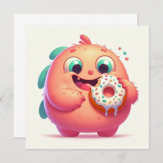 Het kleine monster dat donuts eet kaart (Voorkant / Achterkant)