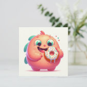 Het kleine monster dat donuts eet kaart (Staand voorkant)