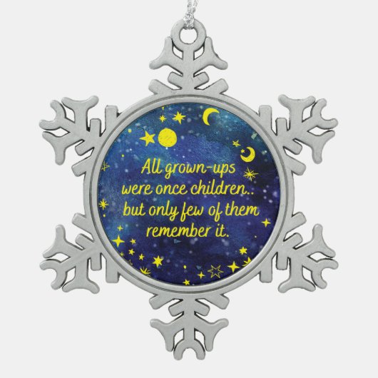 Het kleine Prince Quote met sterren Tin Sneeuwvlok Ornament (Voorkant)
