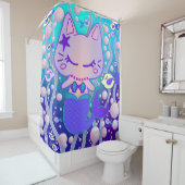 Het kleine Purmaid Cat Mermaid Tub Douchegordijn (In situ)