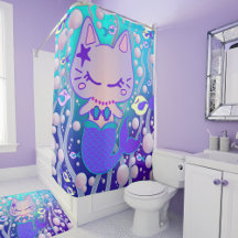 Het kleine Purmaid Cat Mermaid Tub Douchegordijn