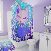 Het kleine Purmaid Cat Mermaid Tub Douchegordijn